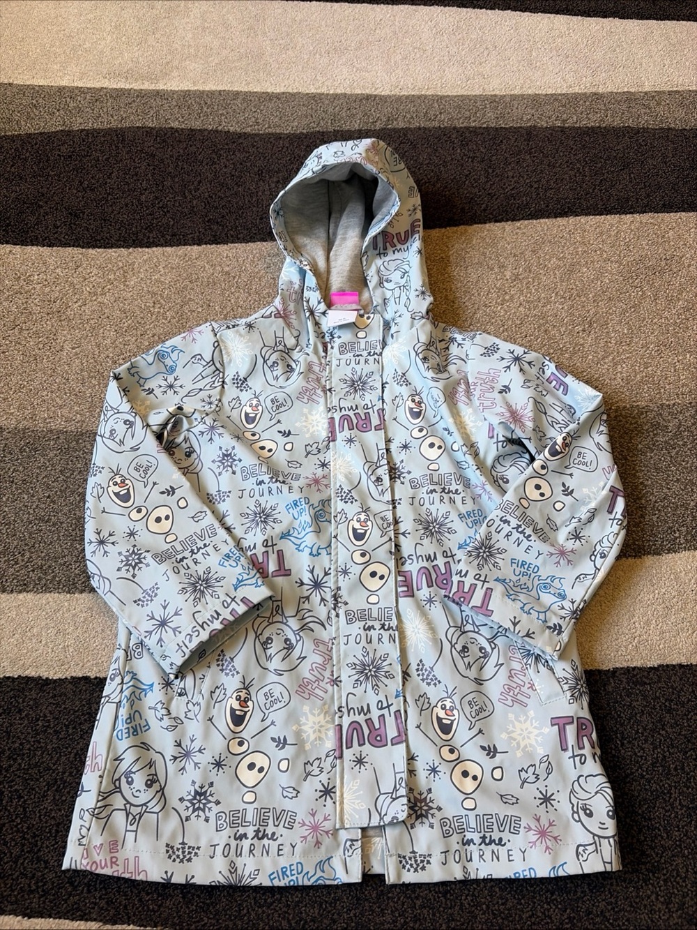 Disney Spotted Zebra Girl's small 6-7 Frozen rain Jacket